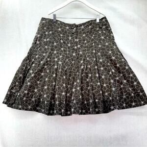 EUC Women’s Esprit 100% Cotton Knee-Length Pleated Skirt size 12 Grey Floral